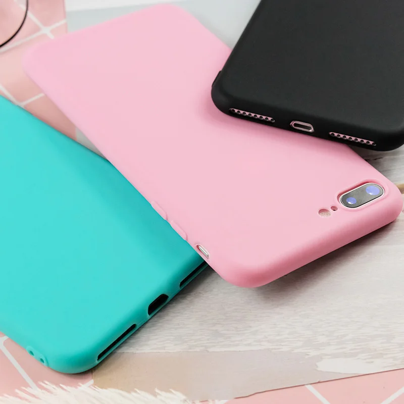 Мягкий чехол KISSCASE из ТПУ для iPhone 7 8 6s Plus простой однотонный силиконовый 5S XS X