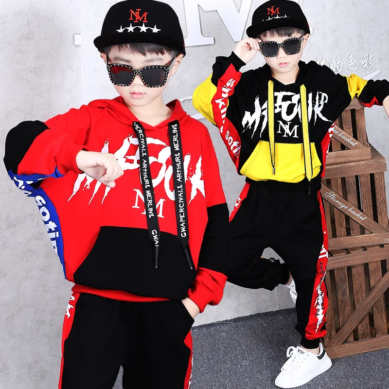 2018 весенний модный костюм в стиле хип-хоп для мальчиков Детский хлопковый свитер