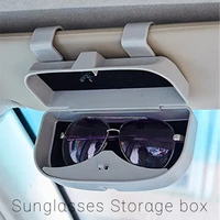 portable car sunglasses storage grey auto interior roof clip case holder stand box