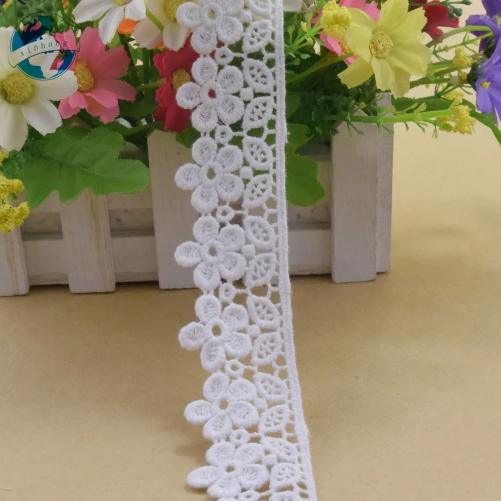 Кружевная лента белая 100% хлопок 5 ярдов 3 2 см французская кружевная гипюр сделай