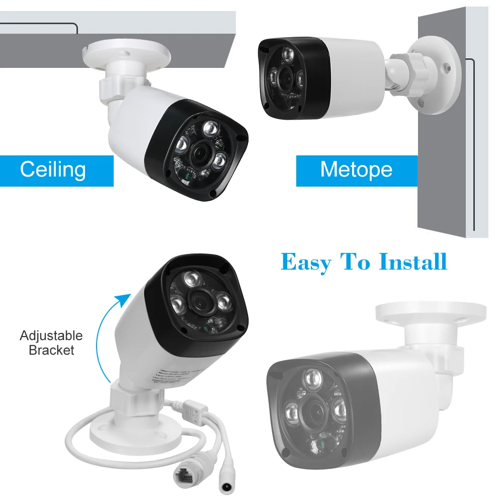1080P HD POE IP камера 2.0MP 4 мм 1/3 &quotCMOS H.264 P2PIR лампы ночное видение IR-CUT Обнаружение