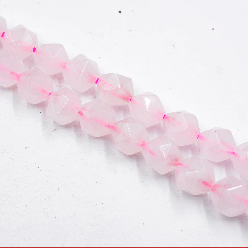 

Бусины из камня с кристаллами розового кварца, 7-8 мм
