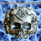 Мужское кольцо в стиле панк-рок, Ретро стиль, бесплатная доставка, декоративный узор, одноцветное кольцо из стерлингового серебра 925 пробы, масонское кольцо с черепом TA116, размер США 7  16