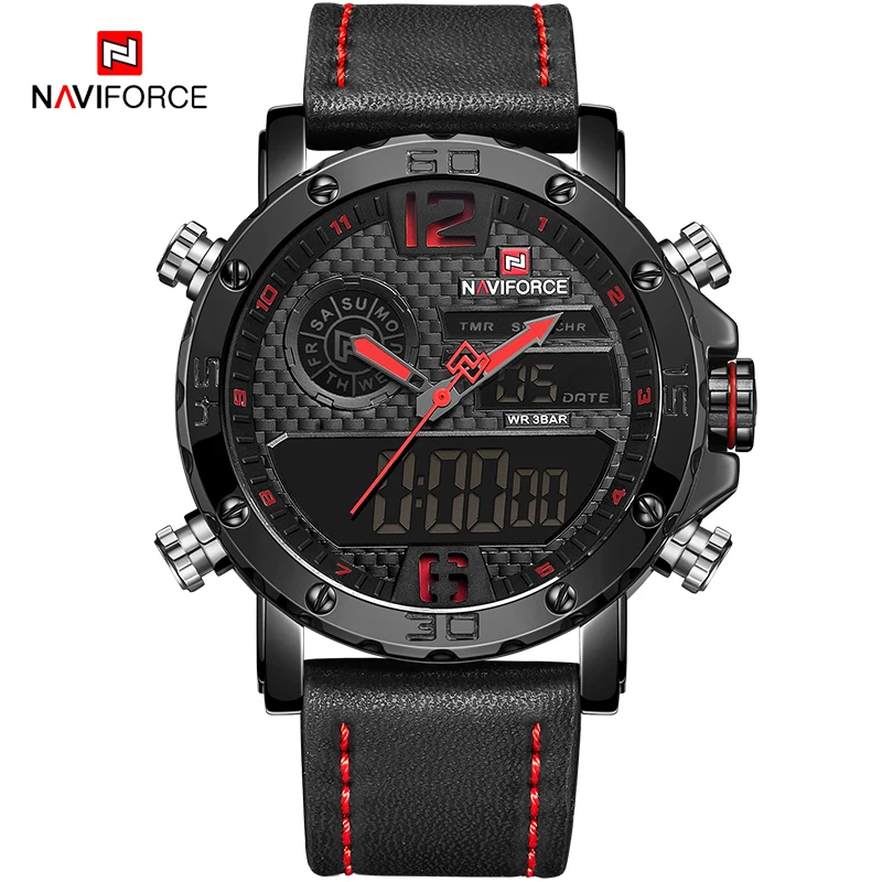 Часы NAVIFORCE мужские спортивные водонепроницаемые с двойным дисплеем 30 м|Мужские