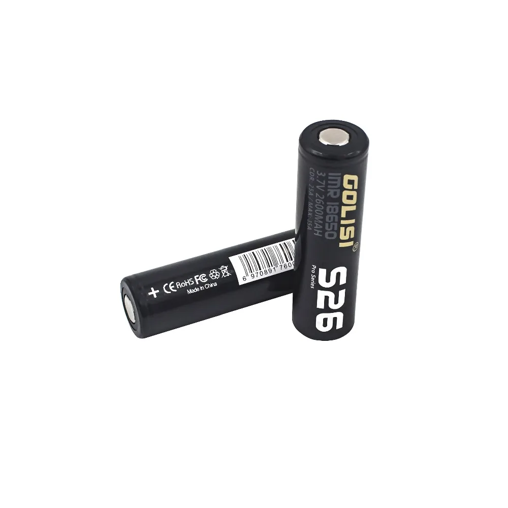 1 шт. GOLISI S26 IMR 18650 2600 мАч 3 7 В CDR 25A MAX 35A Высокая сливная E-CIG аккумуляторная батарея