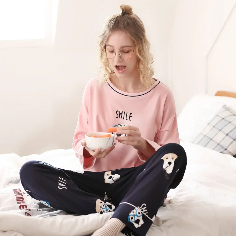 Пижама женская весенне осенняя с милым мультяшным дизайном|Комплекты пижам| |