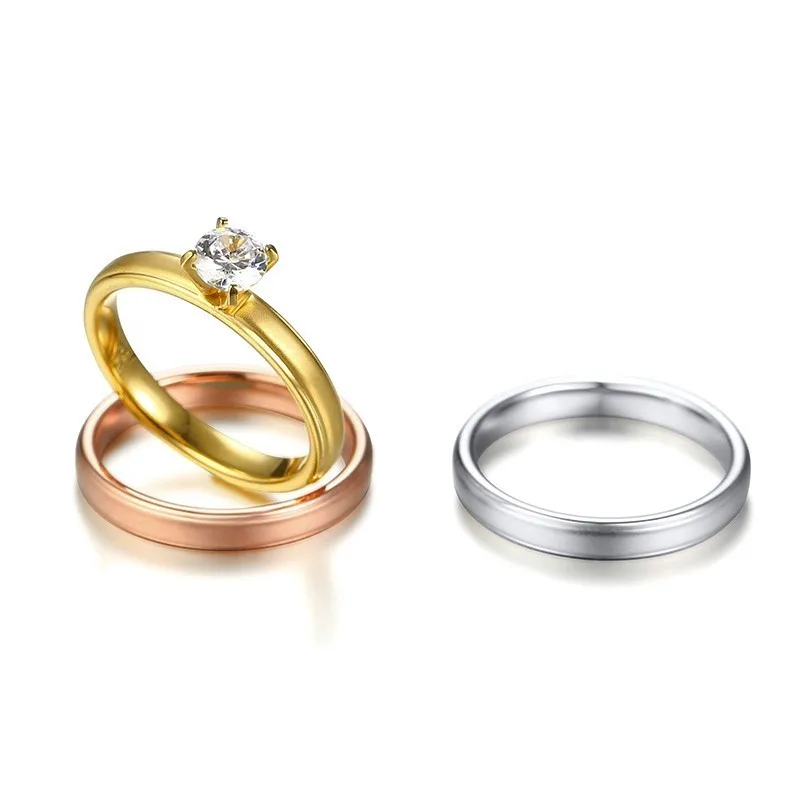 Women Tri-Tone Cubic Zirconia Stainless Steel Stackable Ring | Украшения и аксессуары
