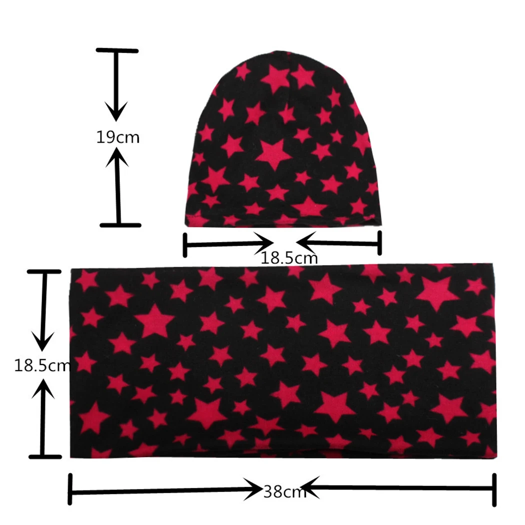 2 шт. Детские шапочки и шарф с кольцом хлопковая шапка принтом со звездой осенняя