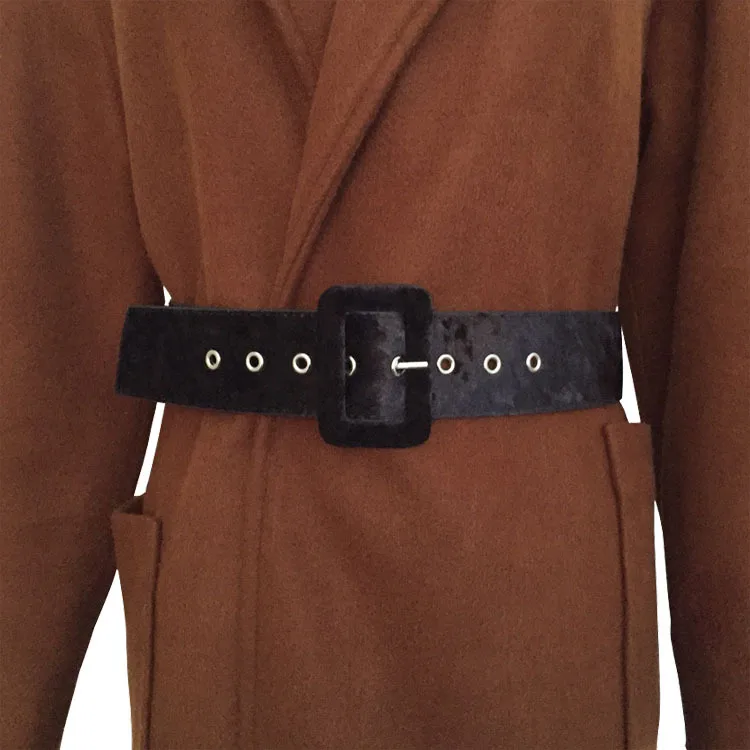 

Fashion ladies wide Suede Leather belts black popular vintage fabric women's waist belt casual Long belt dress accessories DW08