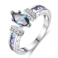 rainbow oval romantic multicolor classic wedding party ring cubic zirconia bands rings for friend women jewelry ladies gifts