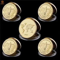 5pcslot hot products new world seven wonders souvenir gifts gold plated christ redeemer brazil metal replica commemorative coin