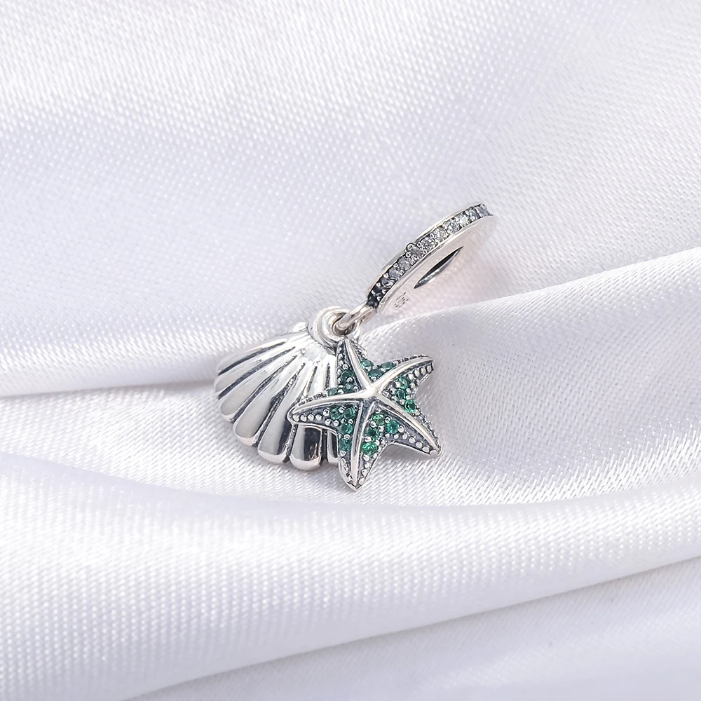Devolove 925 стерлингового серебра Морская звезда оболочки кулон Бусины fit Pandora