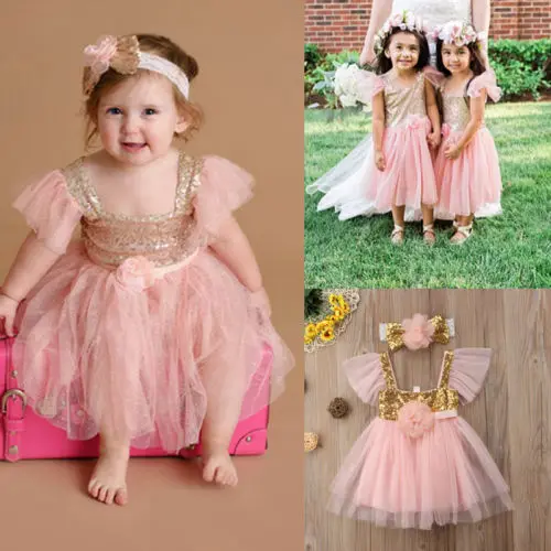 Новинка лета 2018 официальное розовое платье принцессы с блестками детское