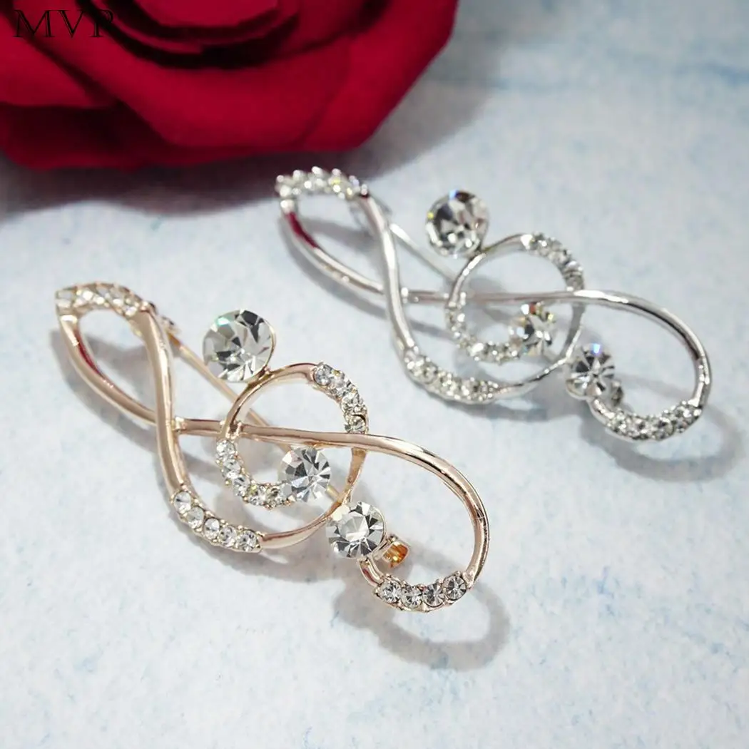 Women Jewelry Fashion Treble Clef Shape Rhinestone Brooch Casual Street Party Club Outdoor Pin | Украшения и аксессуары