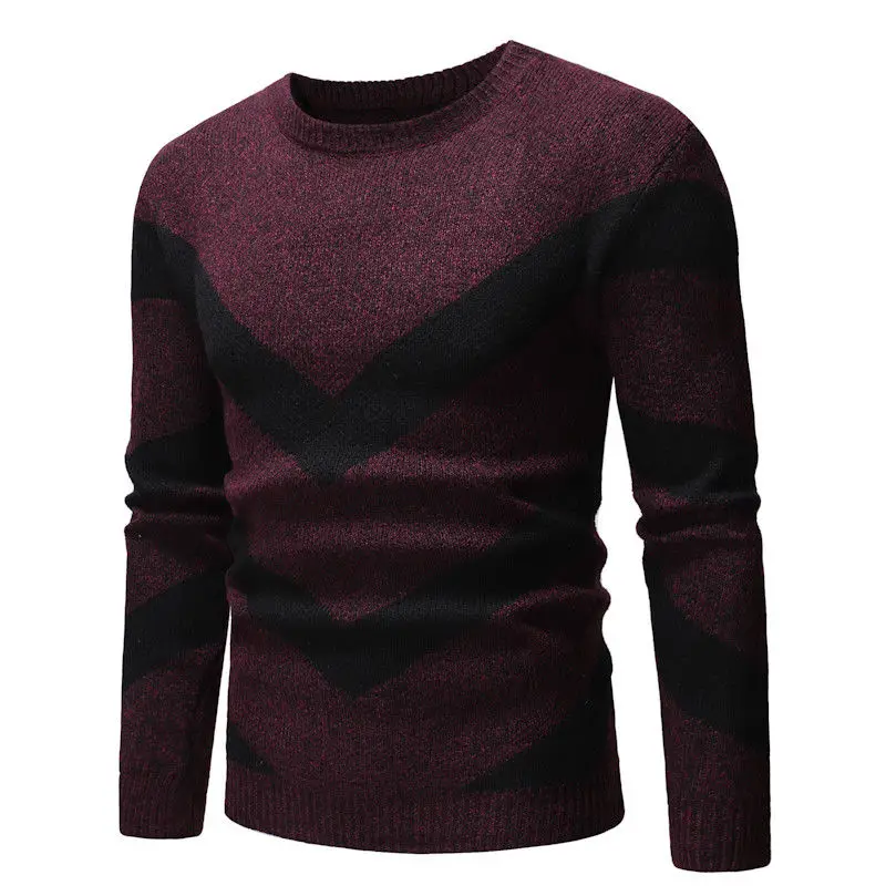 hirigin 2018 Winter Warm Men's Color Splice Long Sleeve Sweater Jumper Knitted Crew Neck Casual Stylish Pullover M-2XL | Мужская