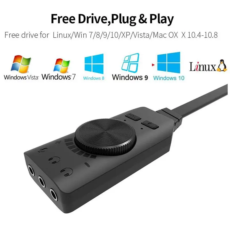 Аудио Usb Интерфейс виртуальный канал 7 1 аудио адаптер Звуковая карта 3 5 для