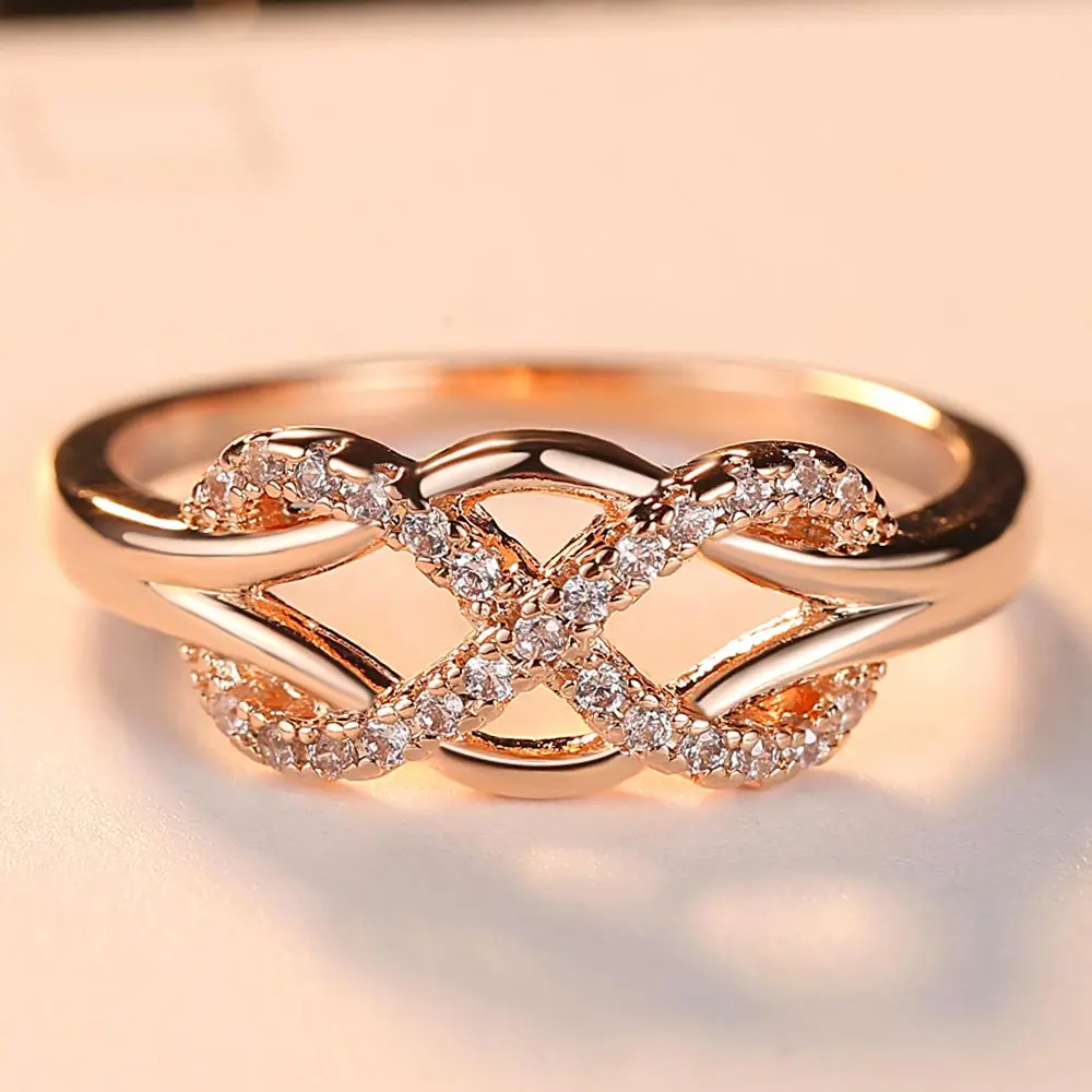 

Vintage Copper Wave Rings For Women Fashion Infinity Design Rose Gold Wave Ring Wedding Party Fashion Statement Jewelry