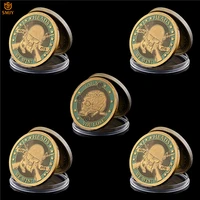 5pcslot since 1775 usa heroes heads we win metal gold plated souvenir challenge token skull coin