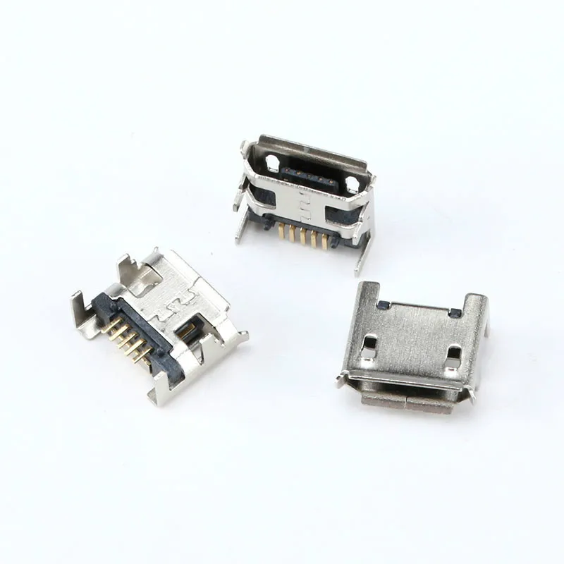 100 шт. Micro USB Тип B 5-контактный гнездовой разъем SMD 4 ножки 90 градусов для стола