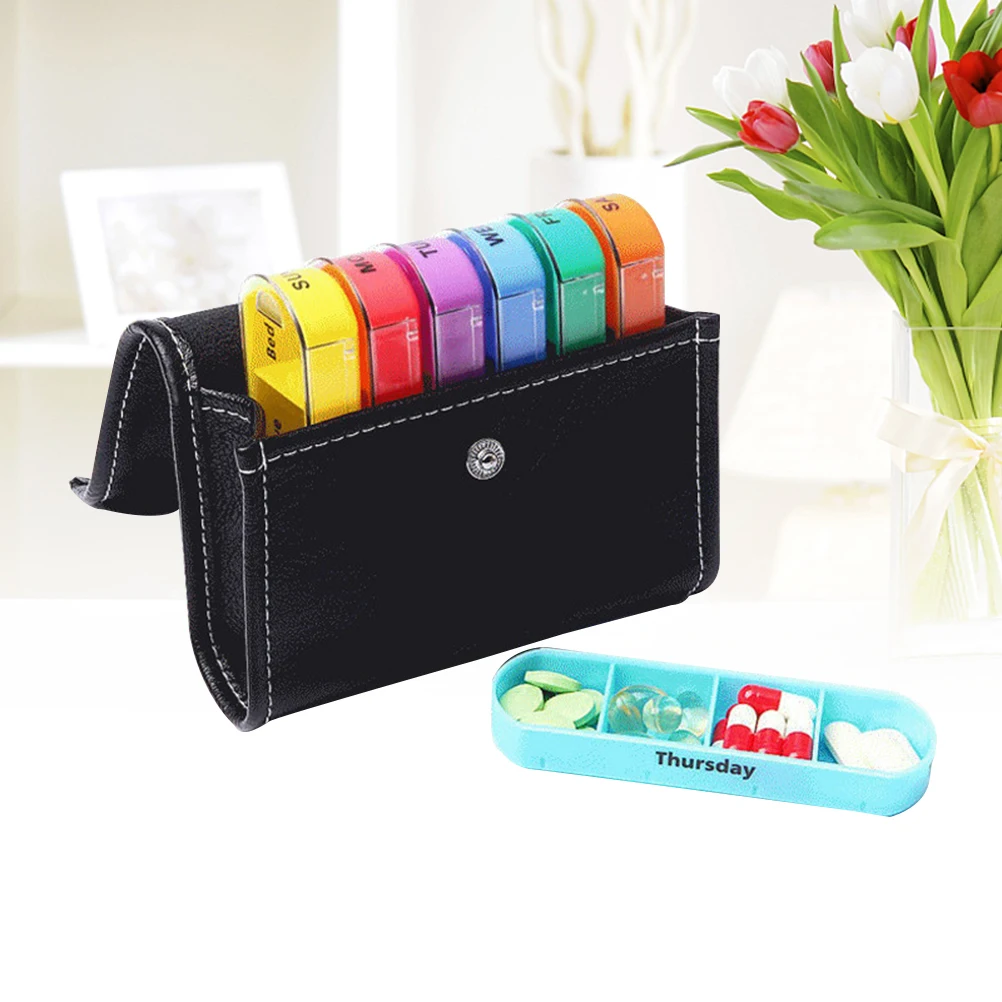 1 шт. коробка для таблеток портативный органайзер хранения набор с сумкой из ПУ