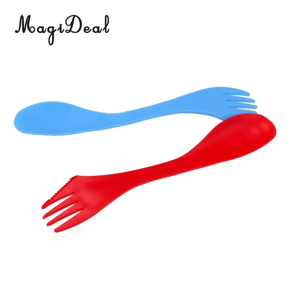 MagiDeal 6 шт./компл. посуда для кемпинга Spork комбинированный гаджет путешествий ложка