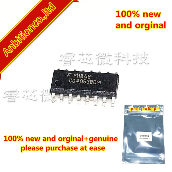 

10pcs 100% new and orginal CD4053BCM CD4053BCMX SOP-16 Single 8-Channel Analog Multiplexer/Demultiplexer in stock