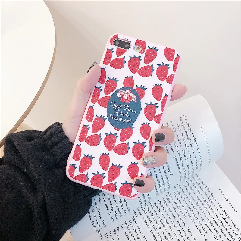 Ins милый чехол для телефона с рисунком клубники конфет iphone 7 7Plus 6 6s 8 X XS MAX XR мягкий