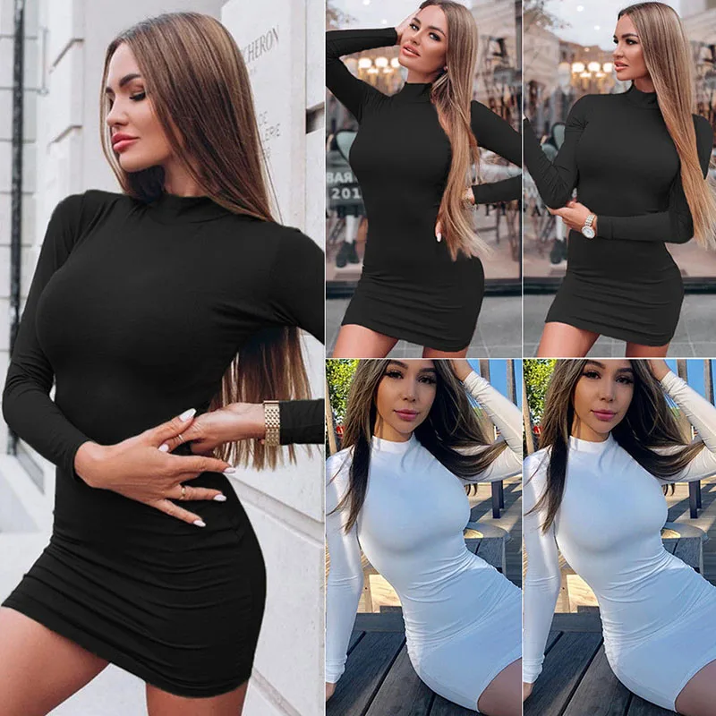 1X плюс бархат для женщин пикантные Тонкий с длинным рукавом Bodycon платья зимние