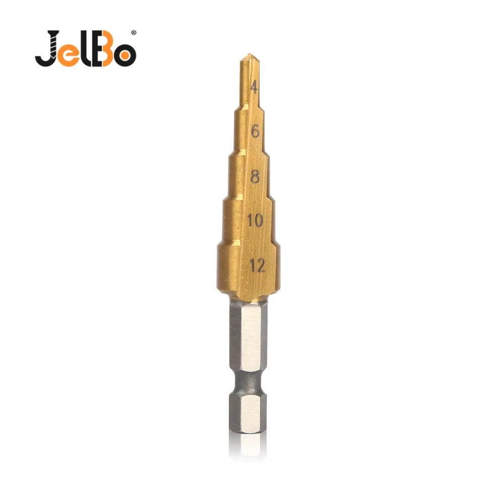 JelBo 1/4 &quotдюймовый Титан покрытием ступенчатая Буровая головка бура Шестигранная