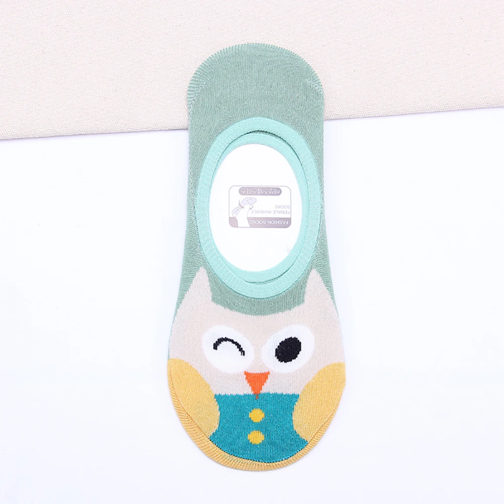 Милые невидимые носки башмачки с рисунком Совы из мультфильма хлопковые дышащие