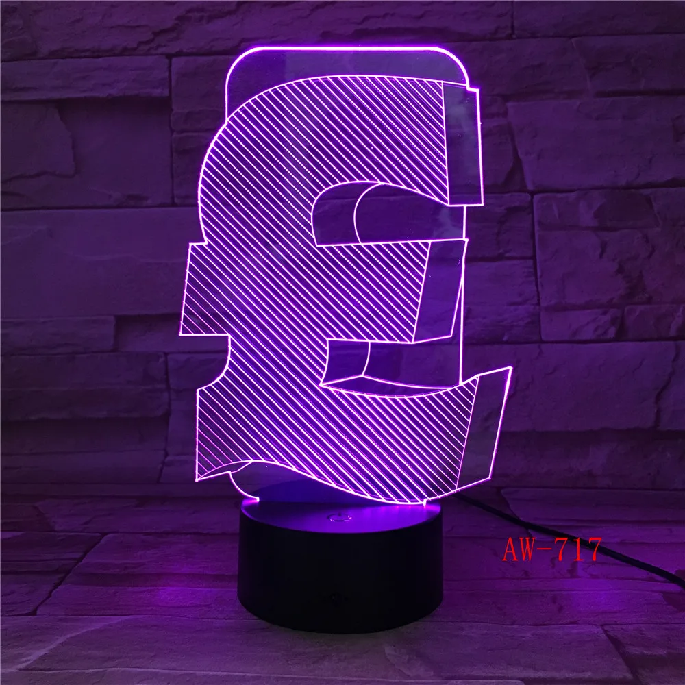 Светодиодная 3D ночник в фунт Стерлинга меняющая цвет RGB английская Настольная