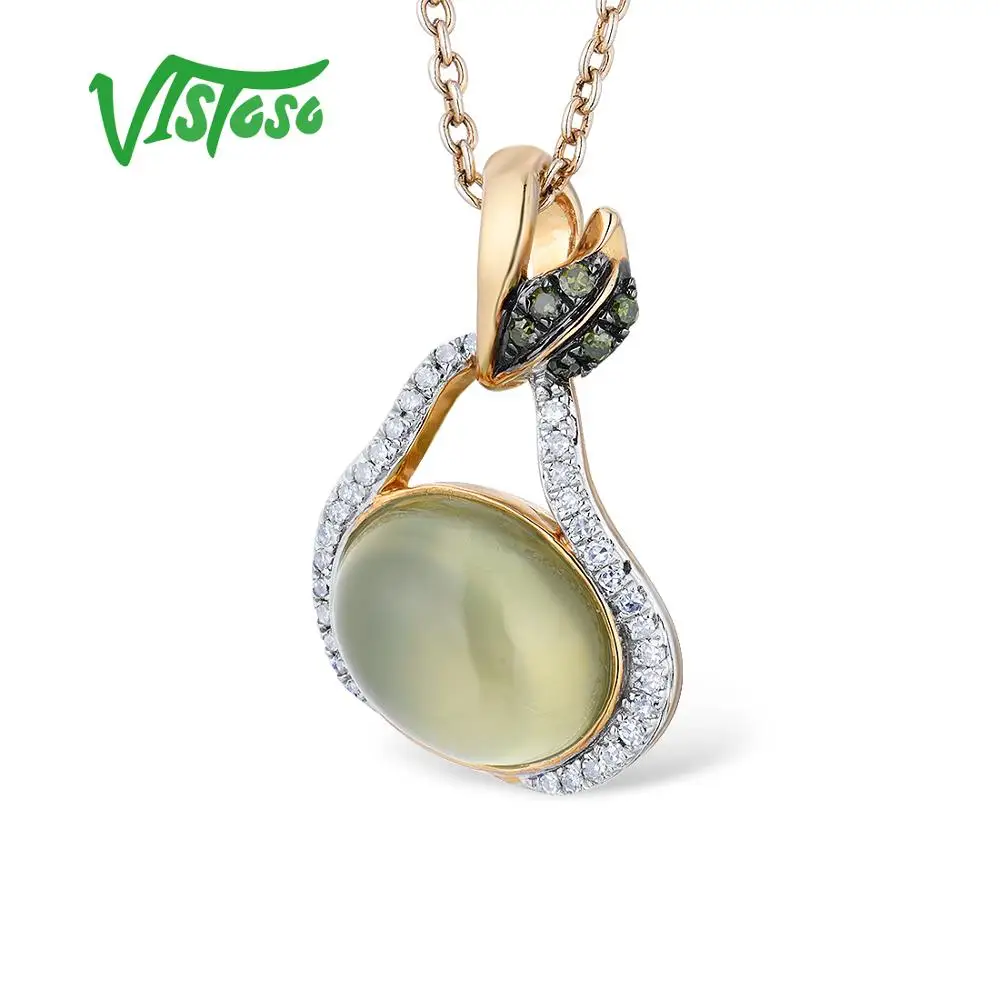VISTOSO золотые подвески для женщин подлинные 14K 585 Желтое золото зеленый виноград