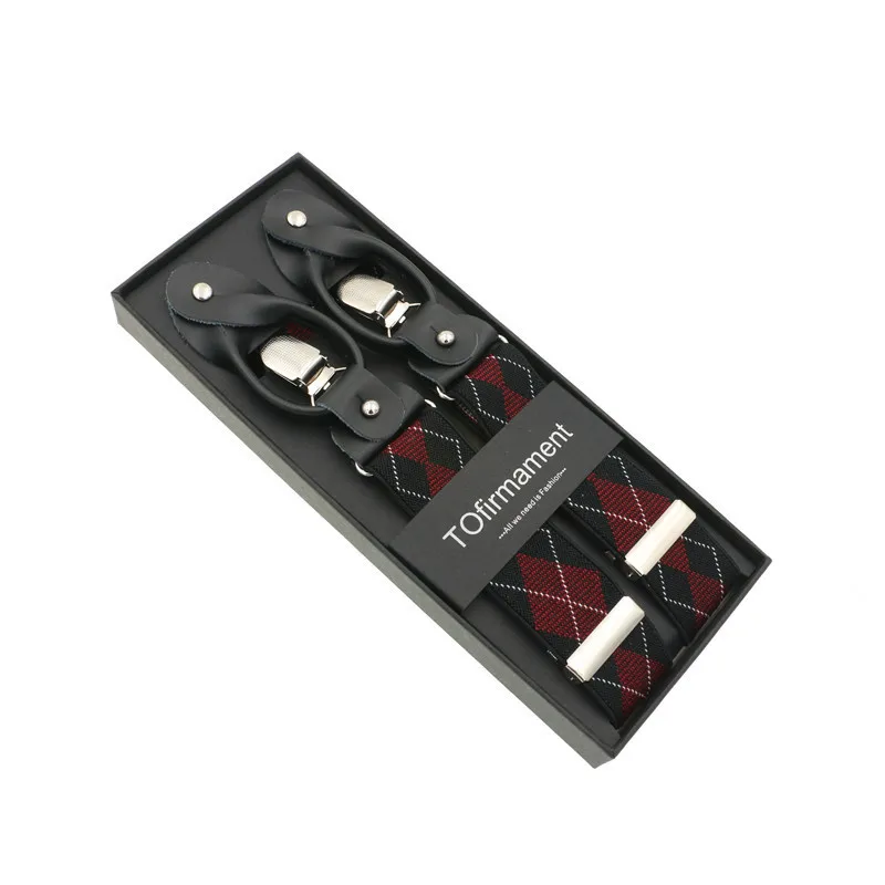 Регулируемые клетчатые подтяжки с кнопками двойного использования ширина 3 5 см