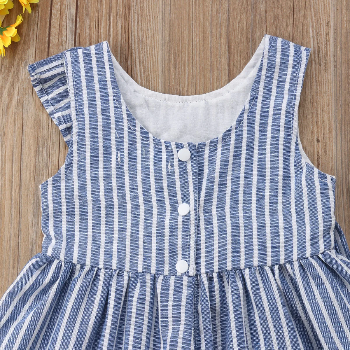 Платье для девочек Pudcoco детское Хлопковое платье в полоску с оборками вечерние