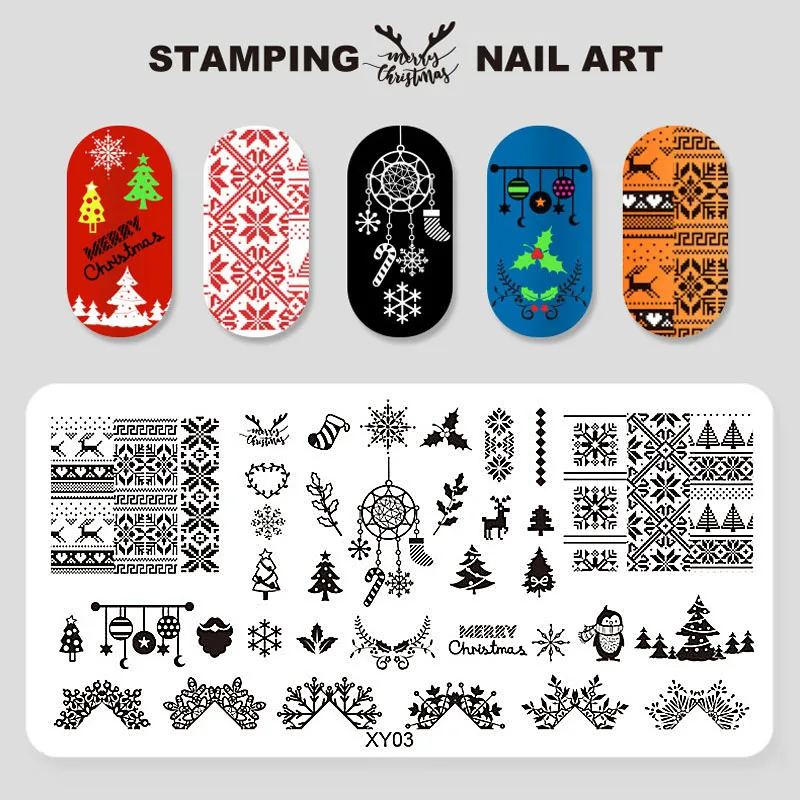 1 шт. новогодний штамп для дизайна ногтей штамповка рисунок на новый год 12*6 см