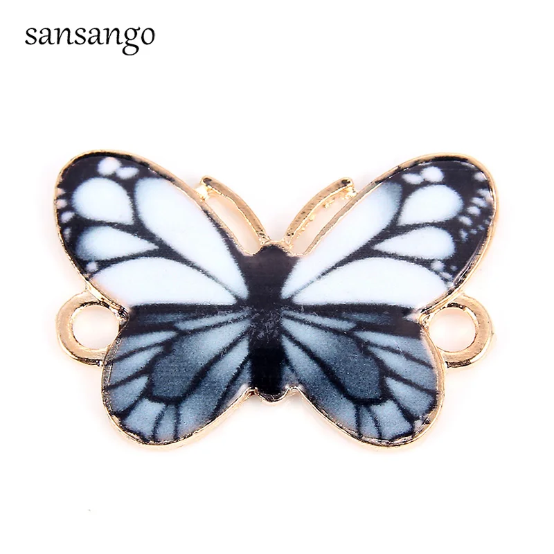 10 шт. Новые разноцветные эмалевые бусины в форме бабочки с 2 отверстиями