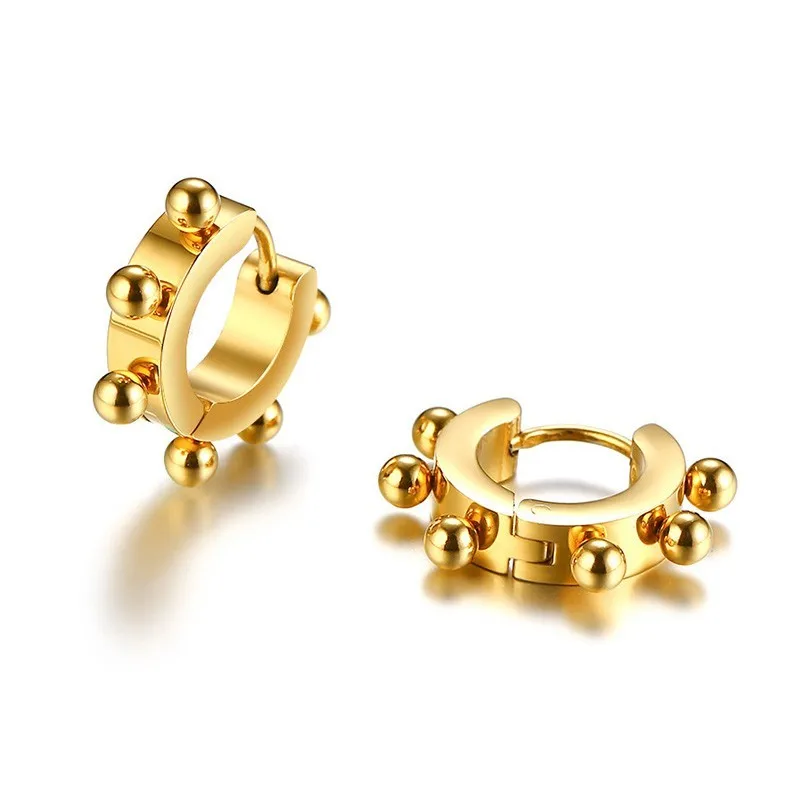 Женские серьги гвоздики с заклепками Vnox золотистые из нержавеющей стали для