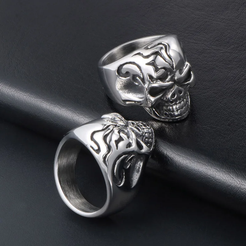 Мужское кольцо с черепом и татуировкой из нержавеющей стали | Украшения