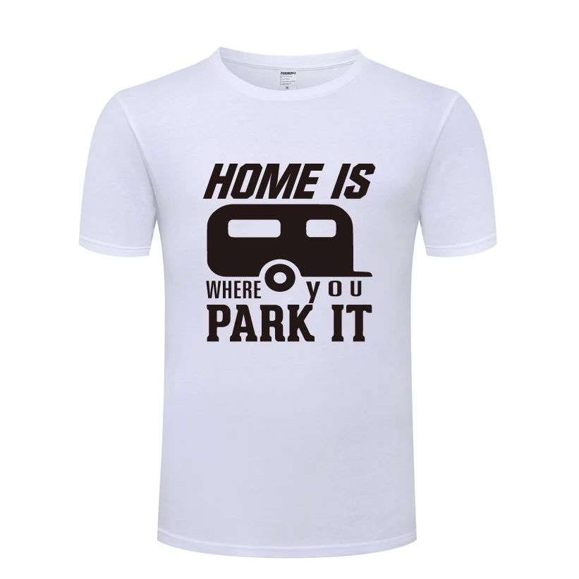 Мужская футболка с круглым вырезом Home Is Where You Park It _ RV хлопковая