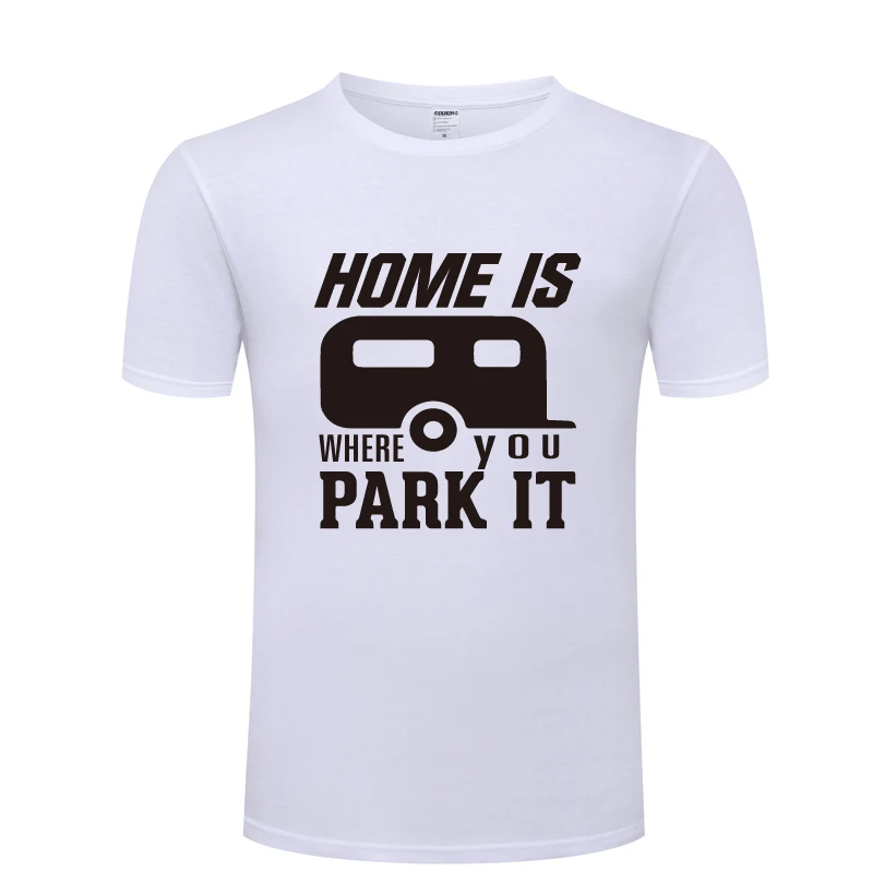 Мужская футболка с круглым вырезом Home Is Where You Park It _ RV хлопковая Повседневная