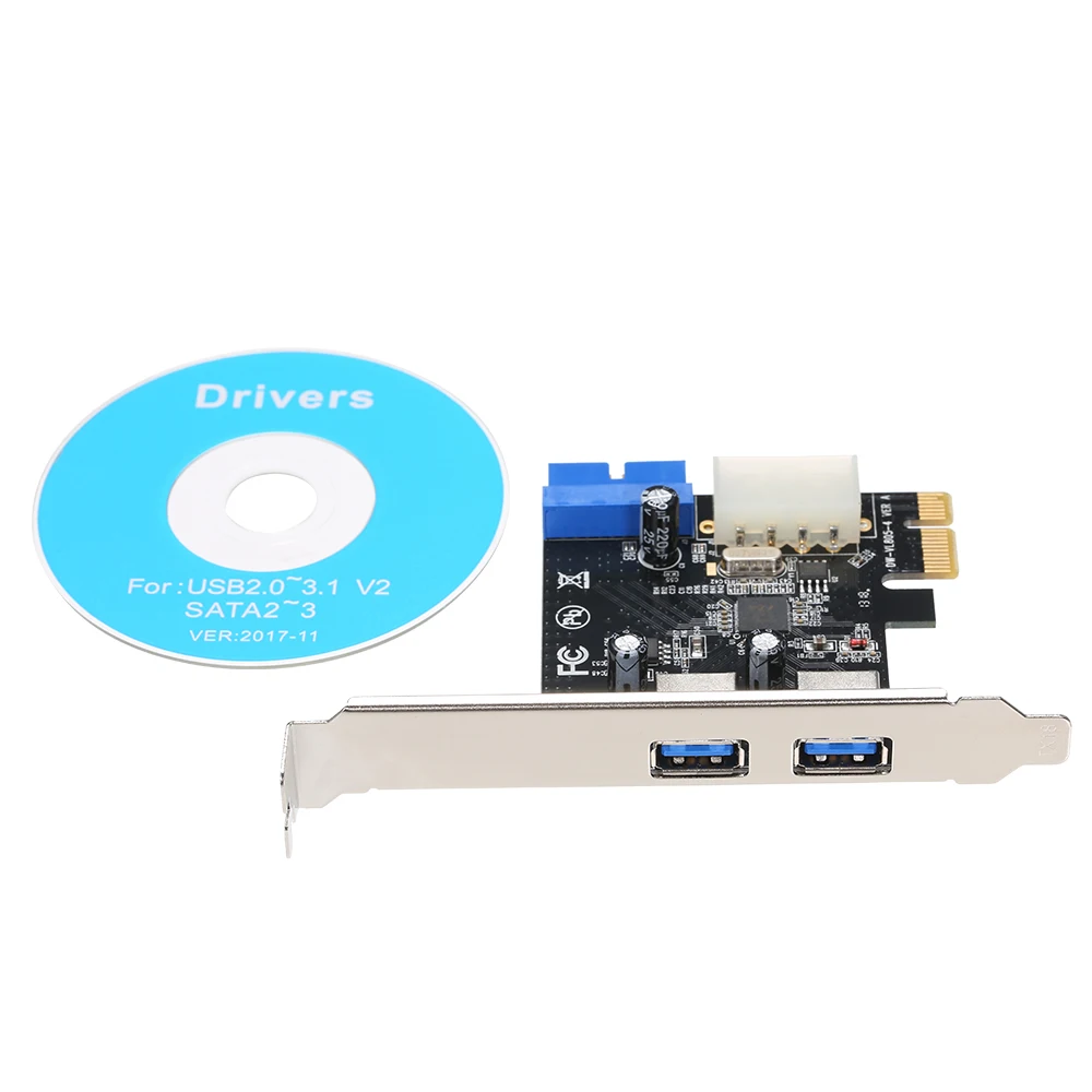 Плата расширения PCI E USB 3 0 19 контактов конвертер внешний 2 порта двойной интерфейс