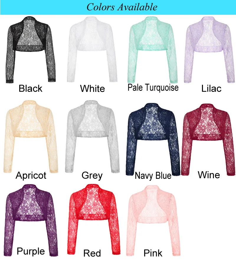 Женское кружевное болеро размера плюс черное белое элегантное с длинным рукавом