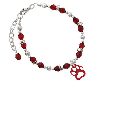 Acrylic Small Paw Maroon Beaded Bracelet |