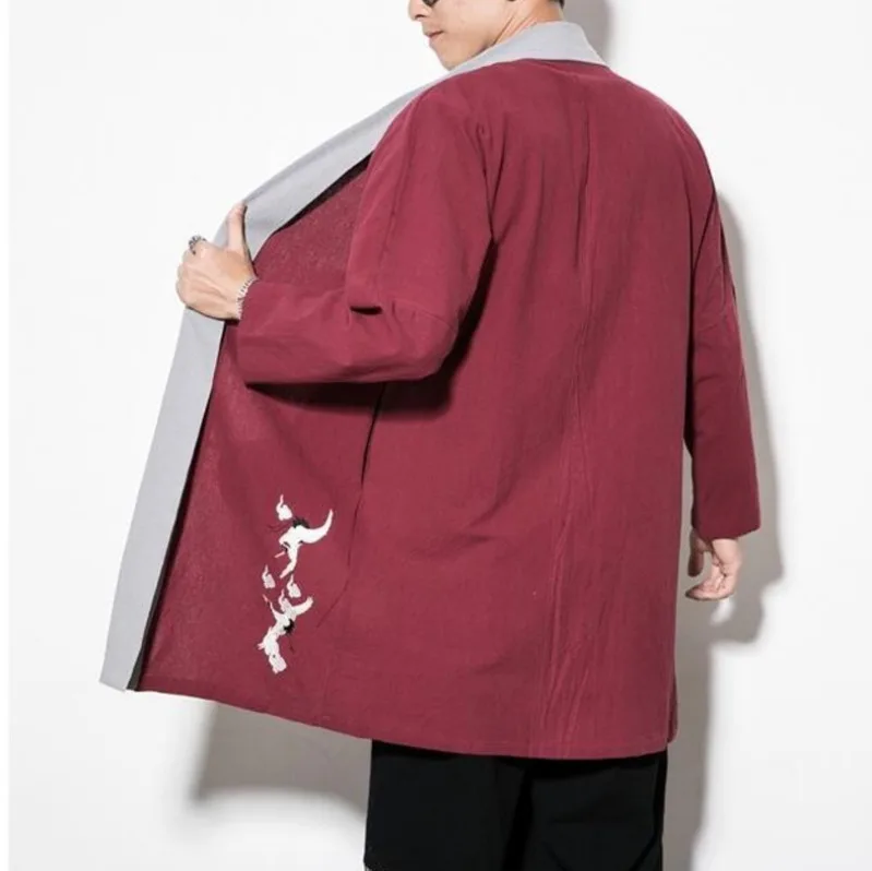 #4206 синий черный красный кимоно куртка Мужские Длинные свободные штаны размера