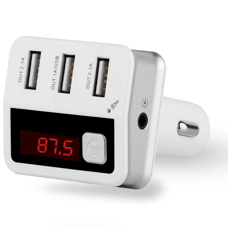 

New Car Kit AUX Handsfree Wireless Bluetooth FM Transmitter Mp3 Player Car With LCD 3USB Car Charger Navigation Broadcast BC12