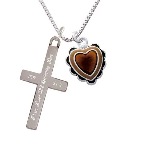 Коричневый рюшами сердце вечная любовь Подвески с крестом|Подвески| |