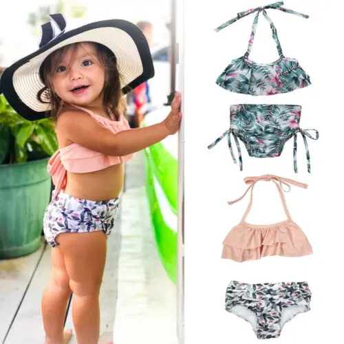 Купальный костюм бикини с цветочным рисунком для девочек 1 6 лет купальный одежда