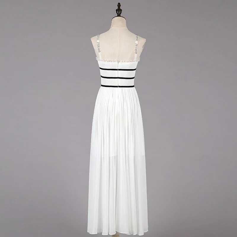 

Shoulder strap nail drill sexy strap dress women's fashion elegant long dress