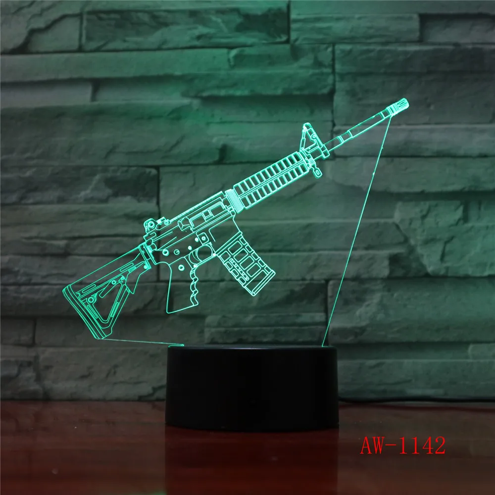 3D лампа для сна сменная AK47 атаки настроения декоративная защиты пистолета