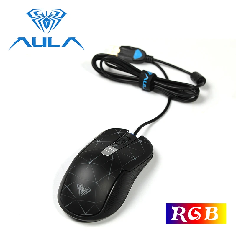 Игровая мышь AULA USB Проводная 2000DPI 7 кнопок RGB подсветка эргономичная для